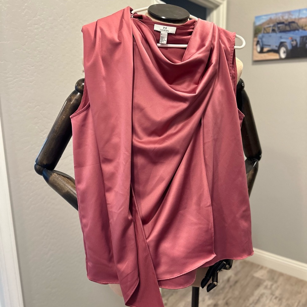 Halston Marv Sleeveless Drape Top